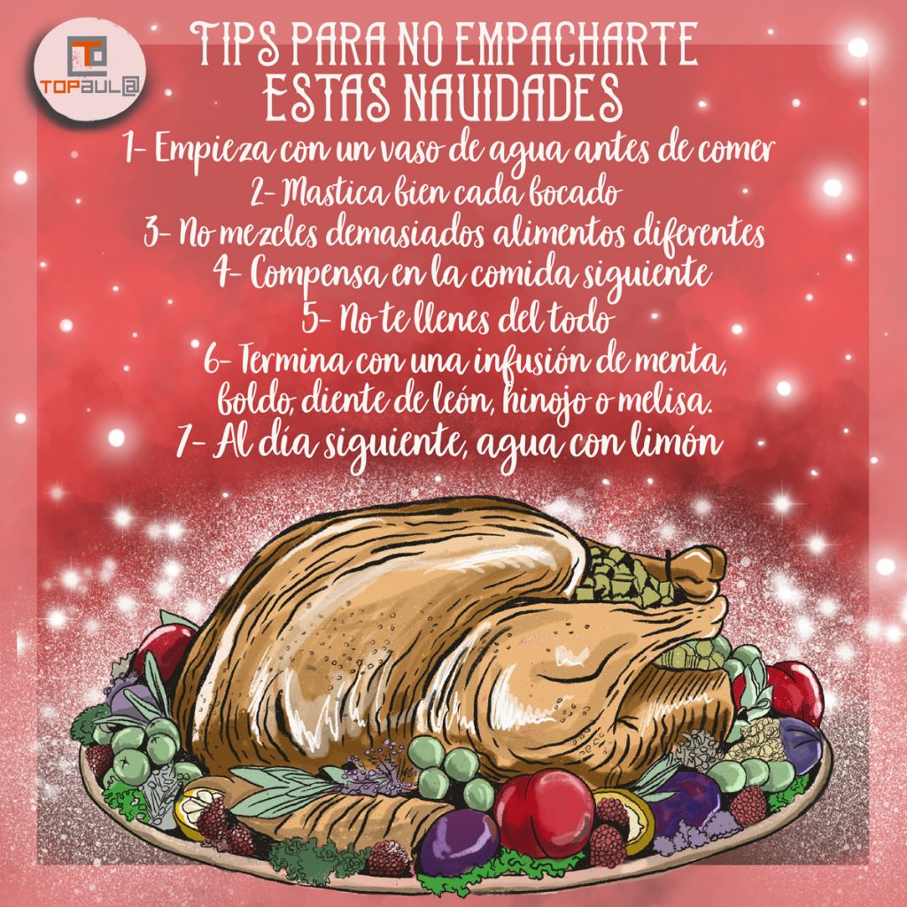Infografía Tips para no empacharte en estas Navidades - www.topaula.com